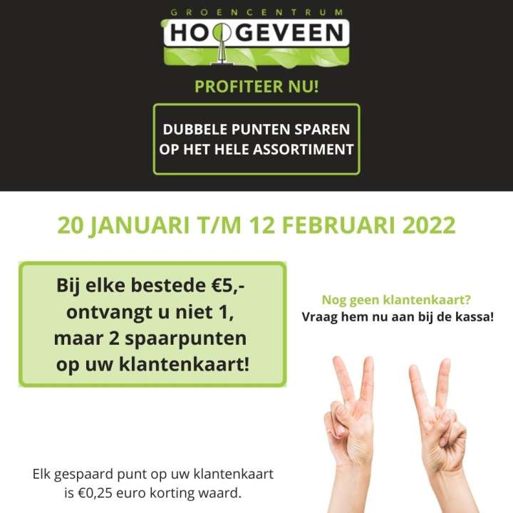 Dubbele punten sparen - Groencentrum Hoogeveen