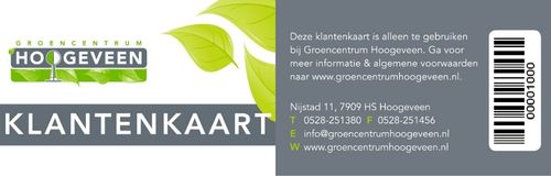 Klantenkaart Groencentrum Hoogeveen