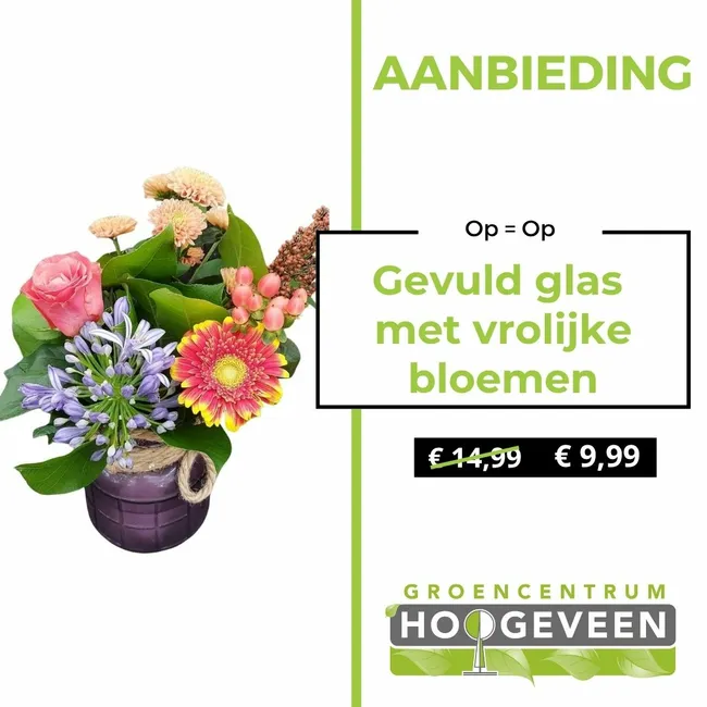 Gevuld glas met vrolijke bloemen